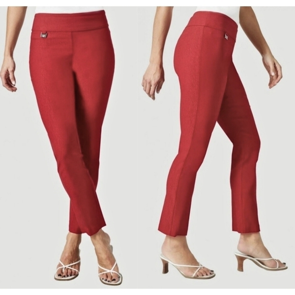 Lisette L Essentials Slim Ankle Pants, Kathryn PDR Style 17655 Red Size Large - Picture 2 of 15